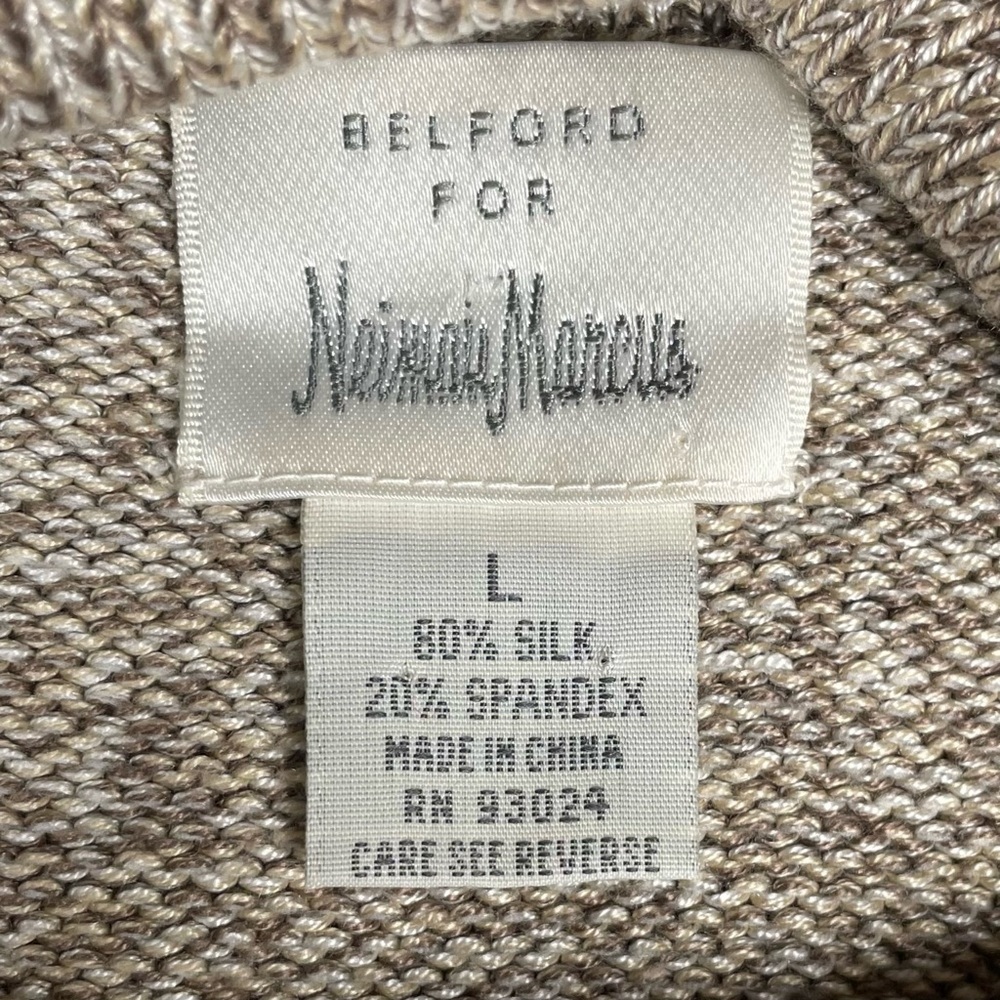 Belford for Neiman Marcus Silk Blend Turtleneck Sweater Heather Brown Tan Large - Picture 8 of 11